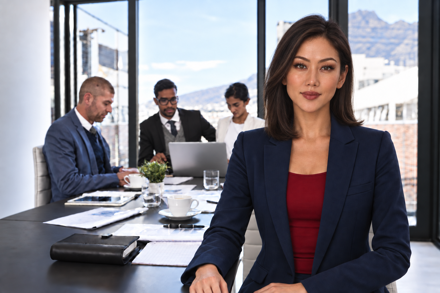 Professionals collaborating in an office